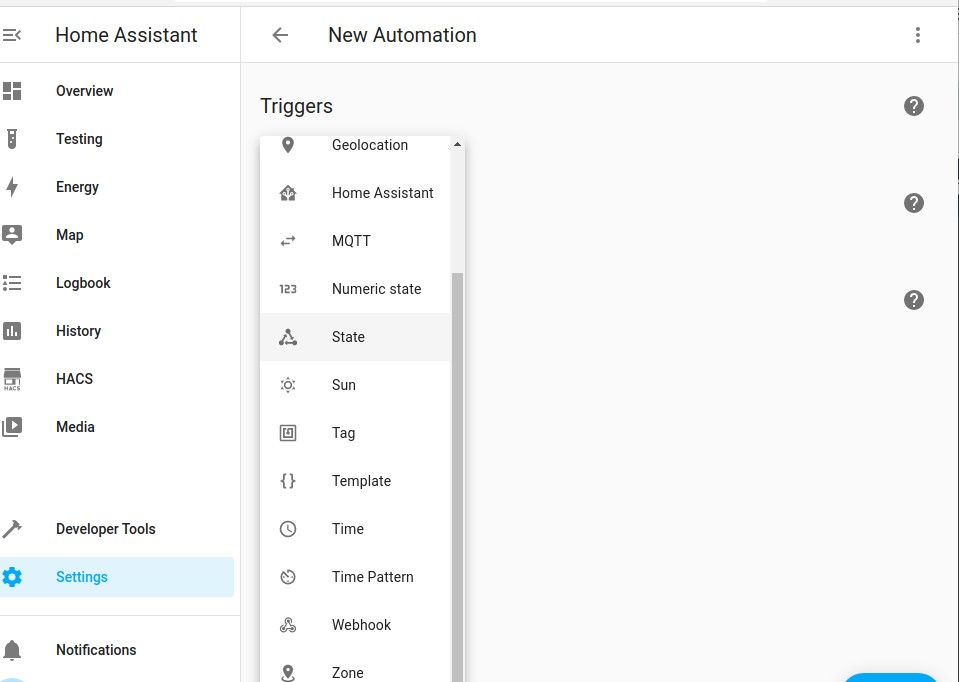 new automation choosing a trigger