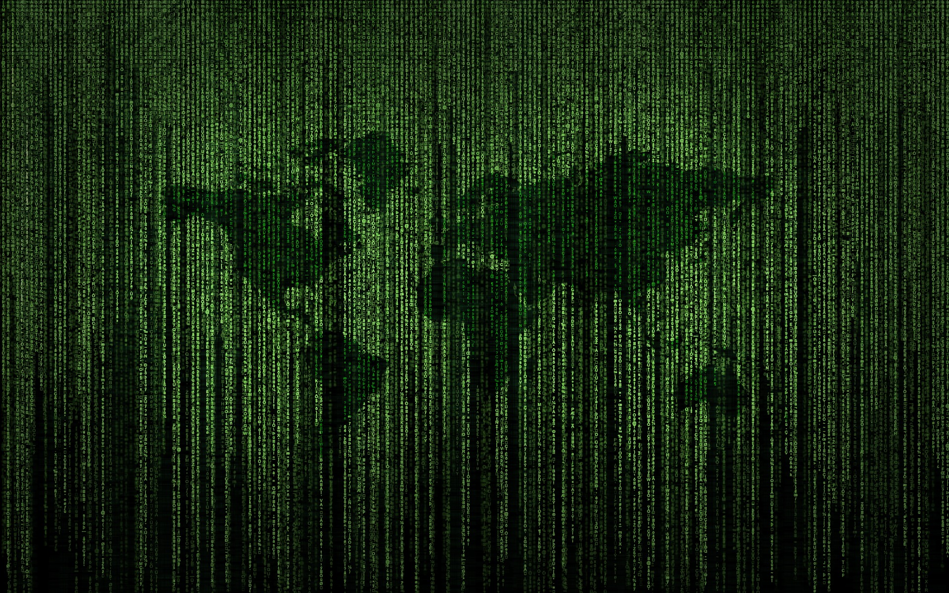 Matrix code representing how the world is made of data